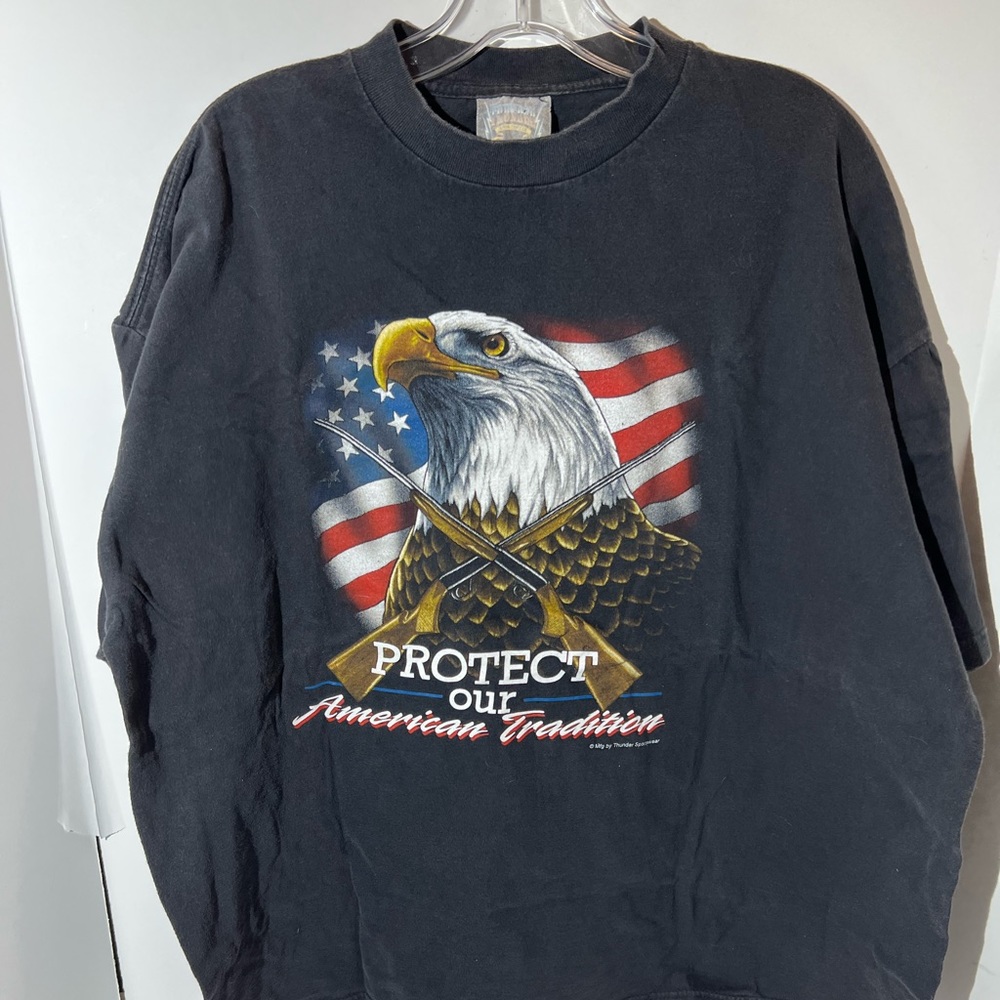 Vintage‎ thunder, protect our American tradition black T-shirt, men’s 2XL